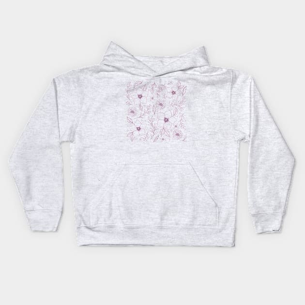 Floral Pattern-Purple Kids Hoodie by Episodic Drawing